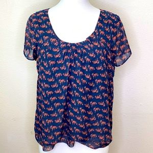 Charlotte Russe Novelty Print Fox Top Size Large